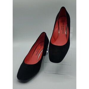 Pas De Rouge “Lucia” Black Suede Pumps Heels Size 37 EUR 6.5 - 7 US